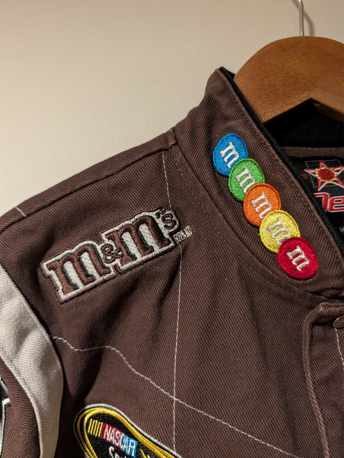 Vintage M&MS Candy Chase Authentic Nascar Racing Kyle Busch Mens Medium Jacket