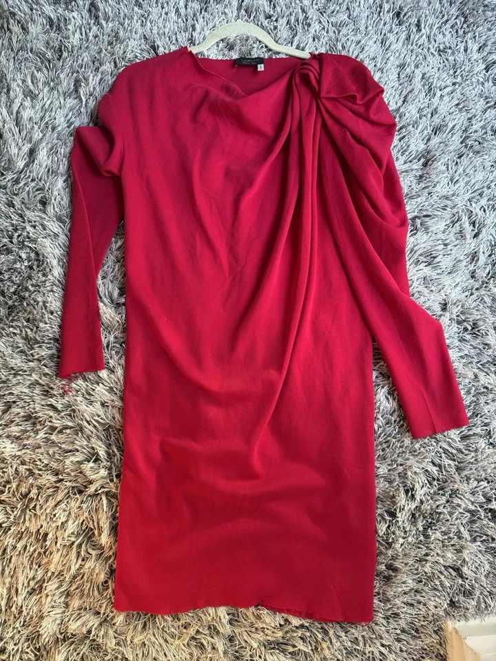 Lanvin Winter 2014 Collection Red Wool Dress Size 40 France - Image 2 of 4