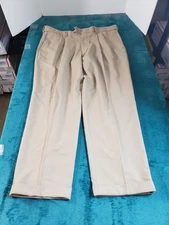 George Pants Size 38x30 Mens Beige Chino Khaki Career Work Travel Pleated NWT