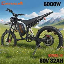 6000W Electric Dirt Bike 60V 32AH E-bike 60KMH 20" FAT Off-Road for Adults W/NFC