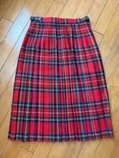 Vintage Highland WOOL Red Plaid Wrap Skirt Kilt Royal Stewart Tartan Women  s 28