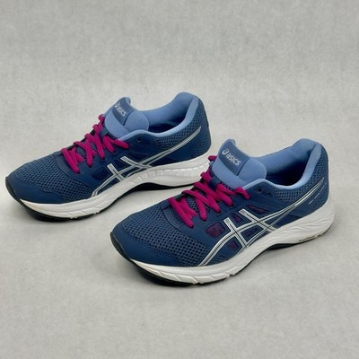ASICS Gel-Contend 5 Shoes Womens Size 7 Blue Pink Running AmpliFoam 1012A234