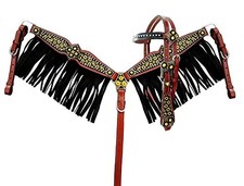 Showman Pony Size Sunflower Print Leather Headstall  Breast Collar Set
