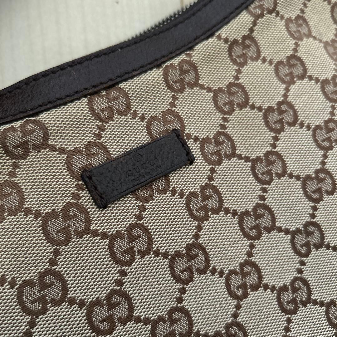 GUCCI Vintage Canvas Shoulder Bag Brown Leather Crossbody Authentic thumbnail 11