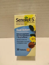 🔥 Senokot-s Natural Vegetable Laxative Ingredient 30 Count Tablets Ex.2027