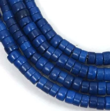 4mm Turquoise Heishi Rondelle Beads 16" - Cobalt / Indigo Blue