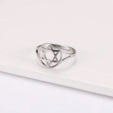 Fashion Star Of David Hexagram Design Anniversary Women's Ring In 10K White Gold