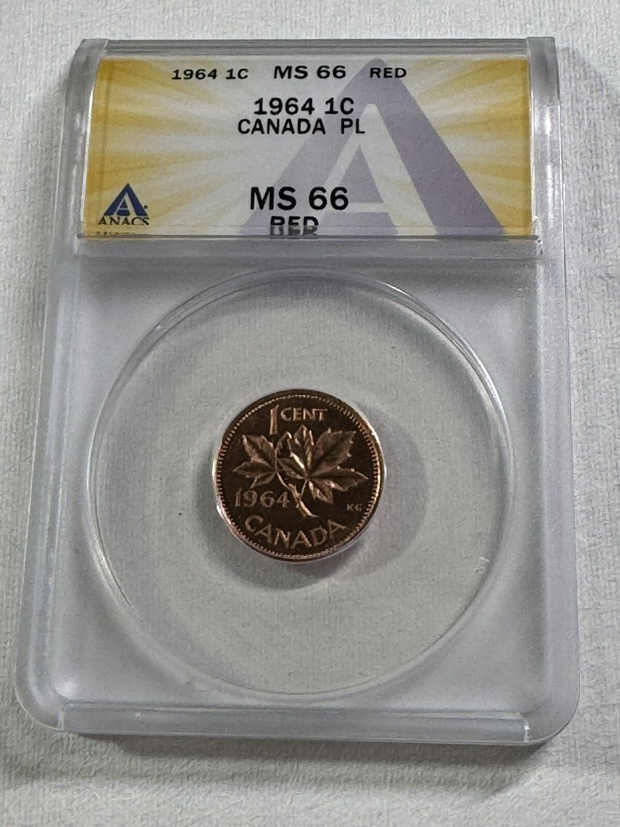 1964 Canada 1 Cent Proof Like Graded MS 66 RD by ANACS | eBay
