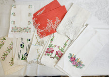 Lot of 14 Vintage Embroidered/ Appliqued Tea Kitchen Towels Floral Flowers