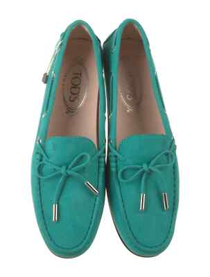 [Tod's] Tod's Woman Suede Bow Accents Moccasins- Size 7.5 - Pre-Owned