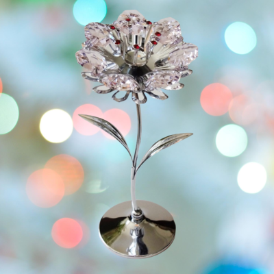 Crystocraft Ornamento Cromato A Forma Di Rosa E Cuore Con Elementi Swarovski, Per Sorella Speciale, Altezza 8 Cm, In Scatola Regalo - 2