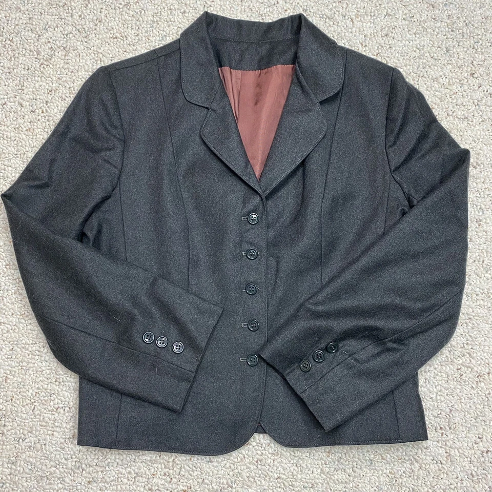 Traje Falda Mujer Sin Marca Talla 13 Gris Línea A 5 Botones Muesca Frontal Solapa DE COLECCIÓN Foto 2 de 4