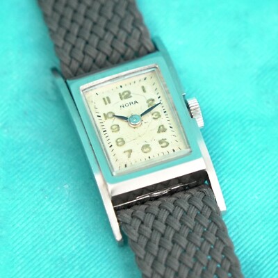 Antike alte Edelstahl NORA Swiss Made Damen Uhr Tankuhr Sammler um 1945 AS  1051