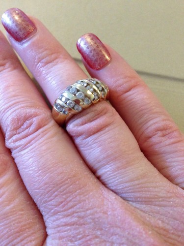 Sterling Silver & Diamonique Dome Eternity Ring 925 9ct Gold Overlay QVC Size K - Picture 11 of 11