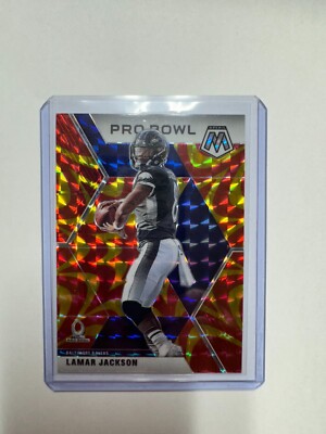 Lamar Jackson 2020 Panini Mosaic Pro Bowl Reactive Yellow Baltimore Ravens #251