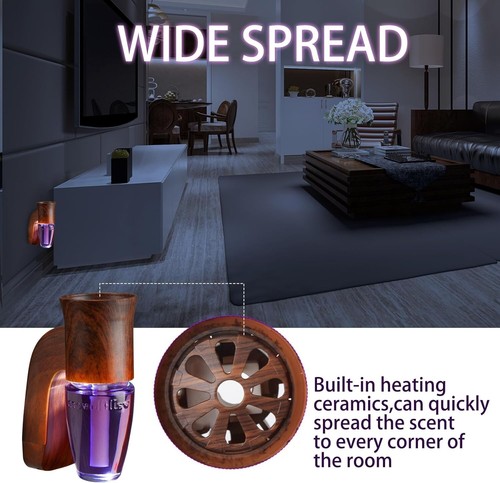 Elegant Night Light Diffuser Set - 6 Rustic Wall Fragrance Plug-ins Included - Picture 5 of 9