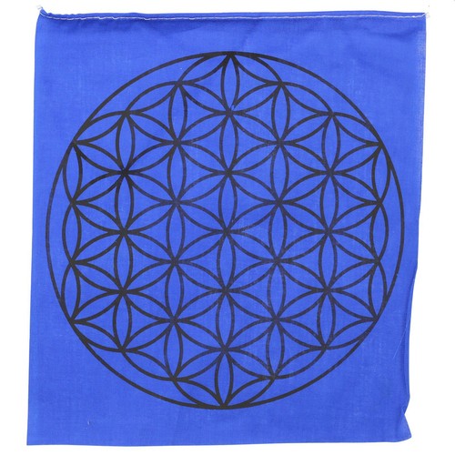 Gebetsfahne Heilige Geometrie Blume des Lebens Chakrafarben Stoff ca. 24x21cm - Picture 8 of 10
