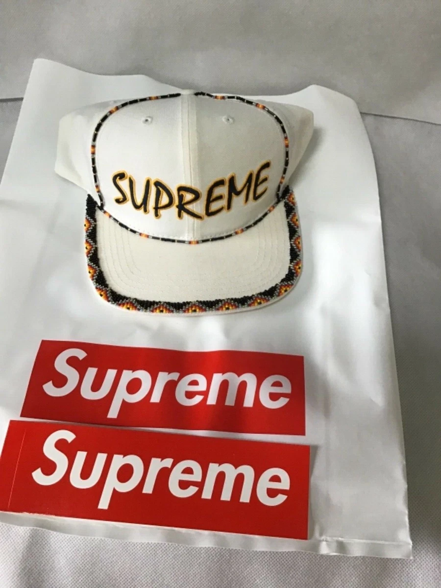 SUPREME BEADED 6 PANEL HAT NWT WHITE SS19