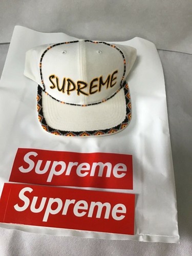SUPREME BEADED 6 PANEL HAT NWT WHITE 
