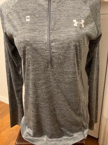 Under Armour Heat Gear Loose Damen Medium Sweatshirt sportliches Oberteil 1/4-Reißverschluss grau - Bild 3 von 11