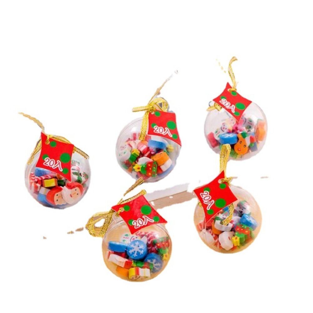 Santa Pencil Erasers Mini Transparent Packaging Ball Office Supplies eBay