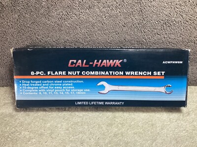 Cal-Hawk CTT Tools 8Pc Flare Nut Combination Wrench Set 8,10,11,13,14,15,17,19mm
