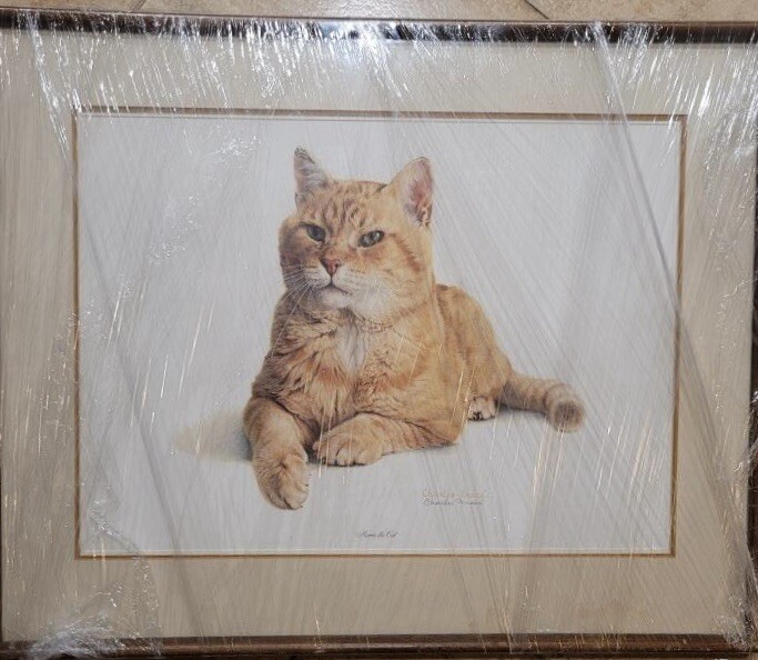 Charles Frace Morris Cat Signed Matted Framed Print
