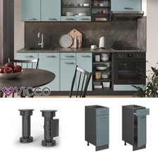 Schubunterschrank Küchenschrank R-Line Solid Anthrazit Blau Grau 30 cm Vicco