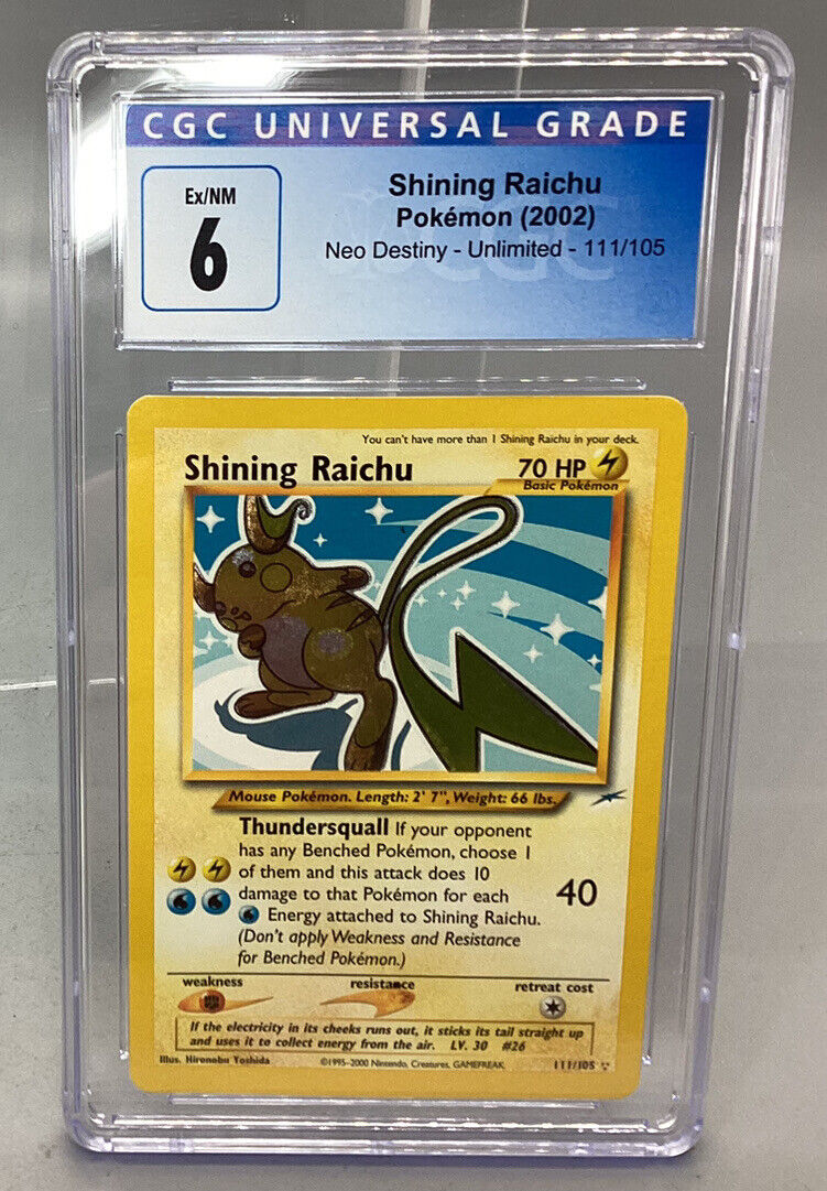 Pokémon Shining Raichu (2002) Neo Destiny - Unlimited - 111/105 CGC 6 Ex/NM