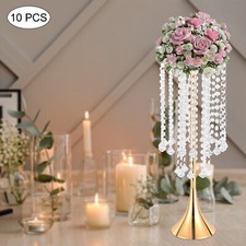 10Pcs Luxurious Acrylic Crystal Flower Stand Wedding Centerpieces on Floor Gold