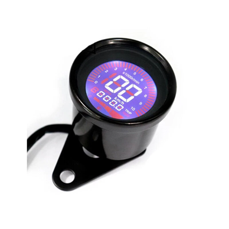 Retro Motorcycle Digital Speedometer LED LCD Odometer Tachometer Fuel Meter 12V - Image 3 of 4