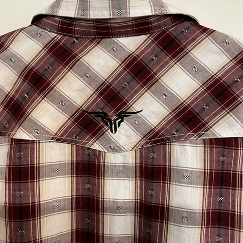 Bullzye Mens Long sleeve Size L Button Up Shirt Plaid Checkered Country Western - Picture 8 of 11