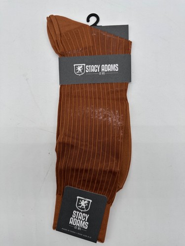 ONE PAIR NEW WITH TAG STACY ADAMS NYLON SLIKY RIBBED MEN'S CREW DRESS SOCKS - Picture 9 of 37