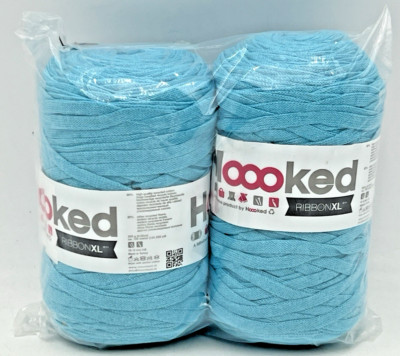 (2) SKEINS HOOKED RIBBON XL YARN SEA BLUE RXL37 250G EACH