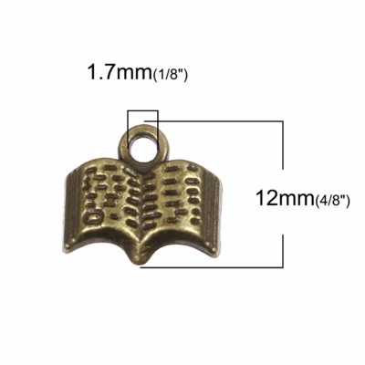 50 Pcs Book Charms , Book Pendant , Antiqued Silver Charms ,DIY Jewelry Accessories ,findings , Wholesale Charms - UK
