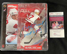 Brett Hull Signed & Inscribed Detroit Red Wings McFarlane Figure JSA COA