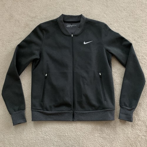 Nike Golf schwarz & grau Windblock Bomber Full Zip Wollmischung Jacke Damen M