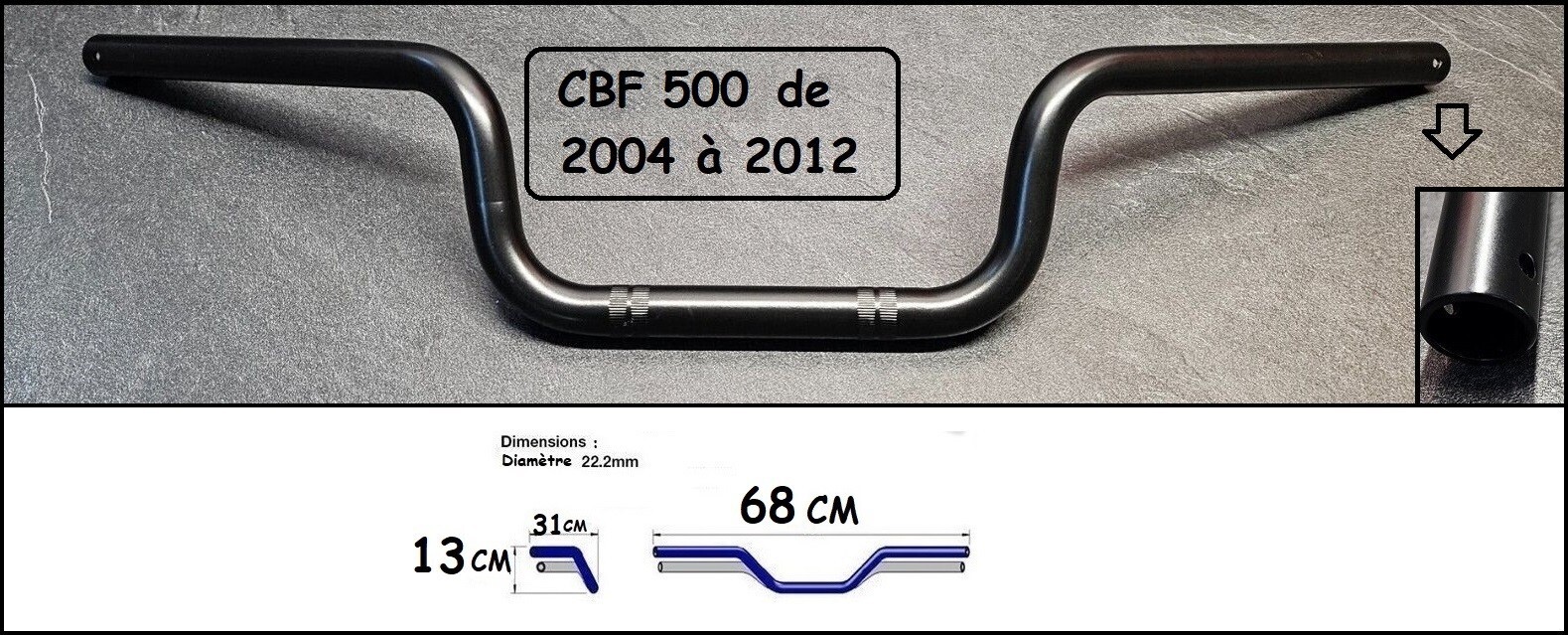 Guidon CBF 500 de 2004 à 2012 guidon moto route 22mm acier pour remplacement Honda neufs