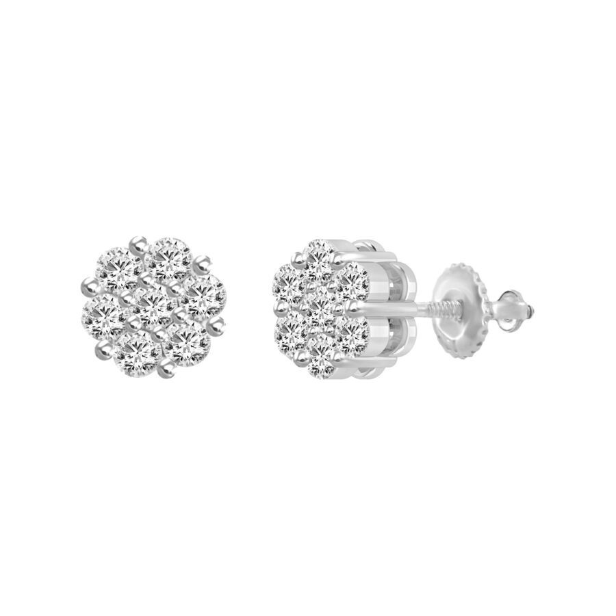 14K White Gold Diamond Stud Earrings 0.25cttw Screw Back-image
