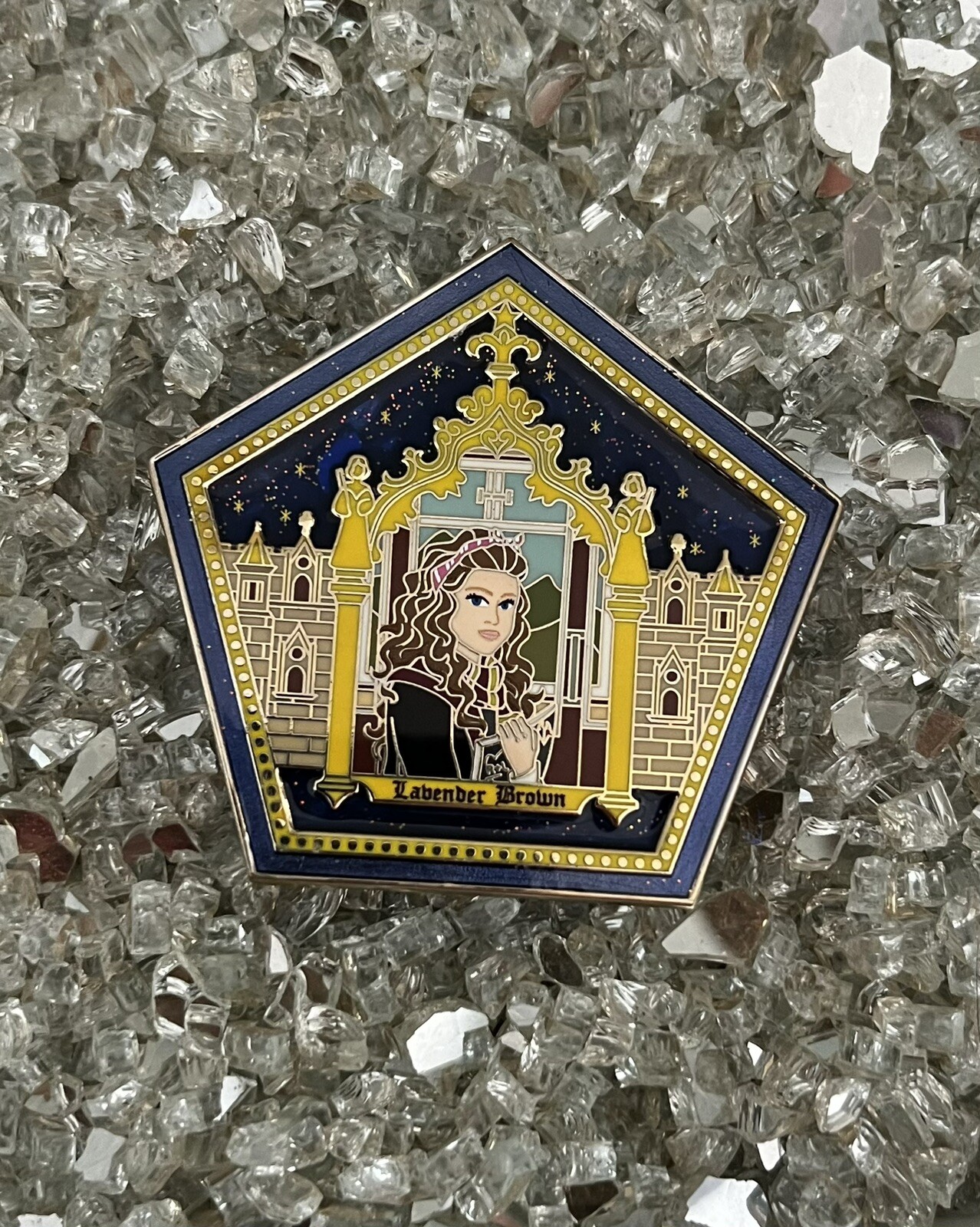 Harry Potter Lavender Brown Enamel Pin with Chocolate Frog Card Hogwarts Won Won Collectible