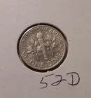 1952-D 10c Roosevelt Dime Denver Mint 90% silver coin (#40-306) rotated die