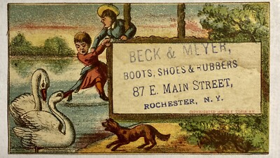 Rochester NY Beck & Meyer Boots Shoes & Rubbers Main Street 1880 s Advertising