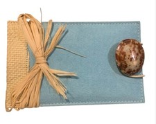 Aqua Faux Suede Photo Album W Sea Shell Button Beach Holds 80 Photos NWOT