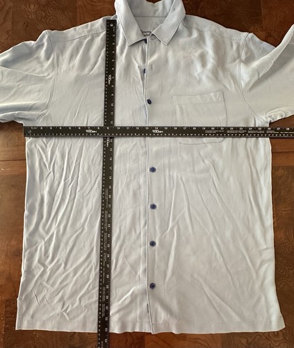 Camicia Tommy Bahama manica lunga con bottoni taglia LT colore grigio bluastro 100% seta �� - Foto 3 di 8