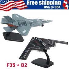2Pack Diecast Airplane for Boys w/ Sound & Light Fighter Jet Plane Model F35+B2