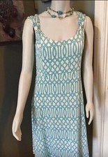 NWT New Ladies Touch Express Aqua & White Sleeveless Dress XL Extra Large