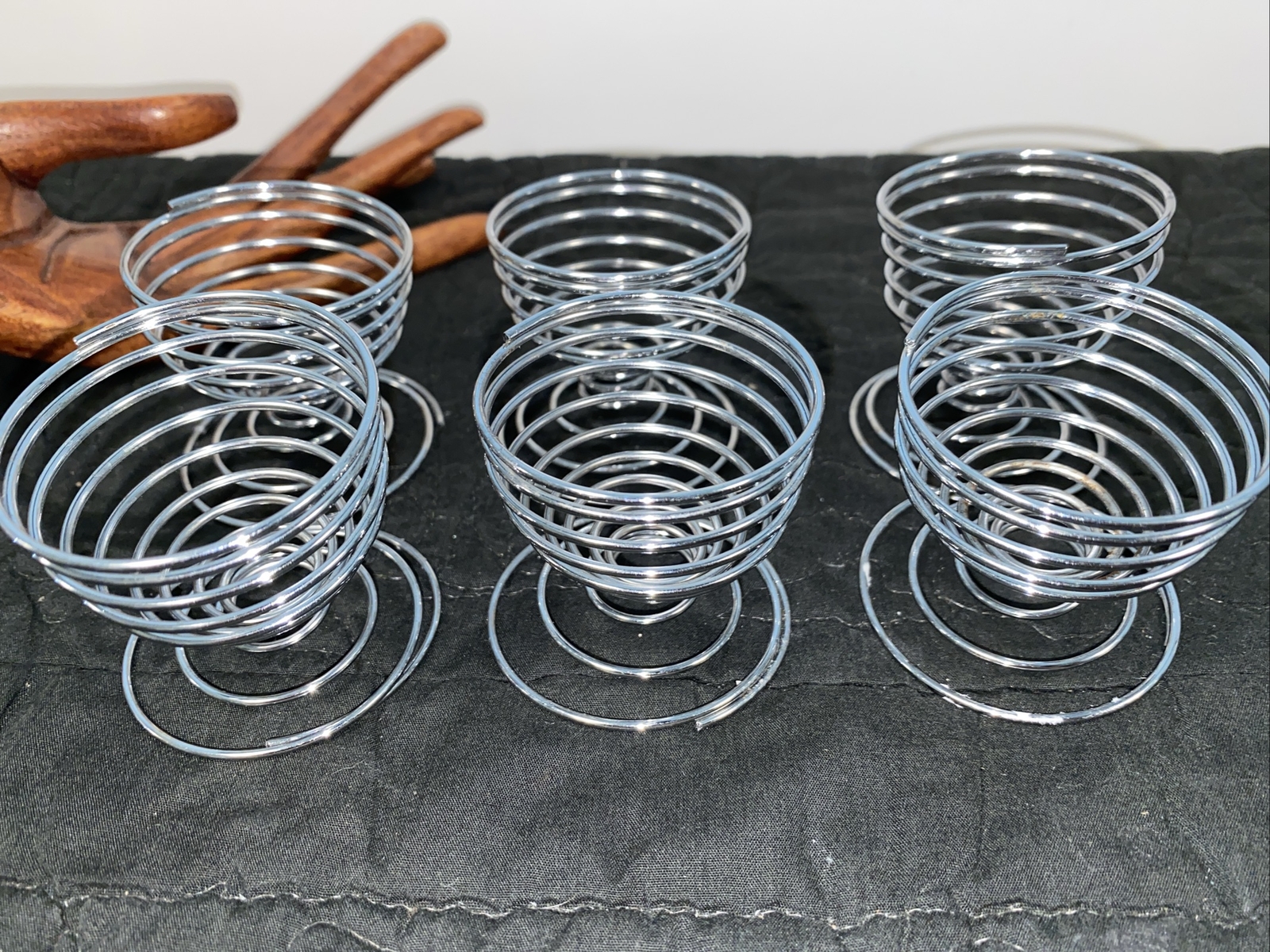 Wire Spring Cup Set 6 Stainless Steel Spring Wire Tray Egg Cups Holder Serving Egg Tray ...