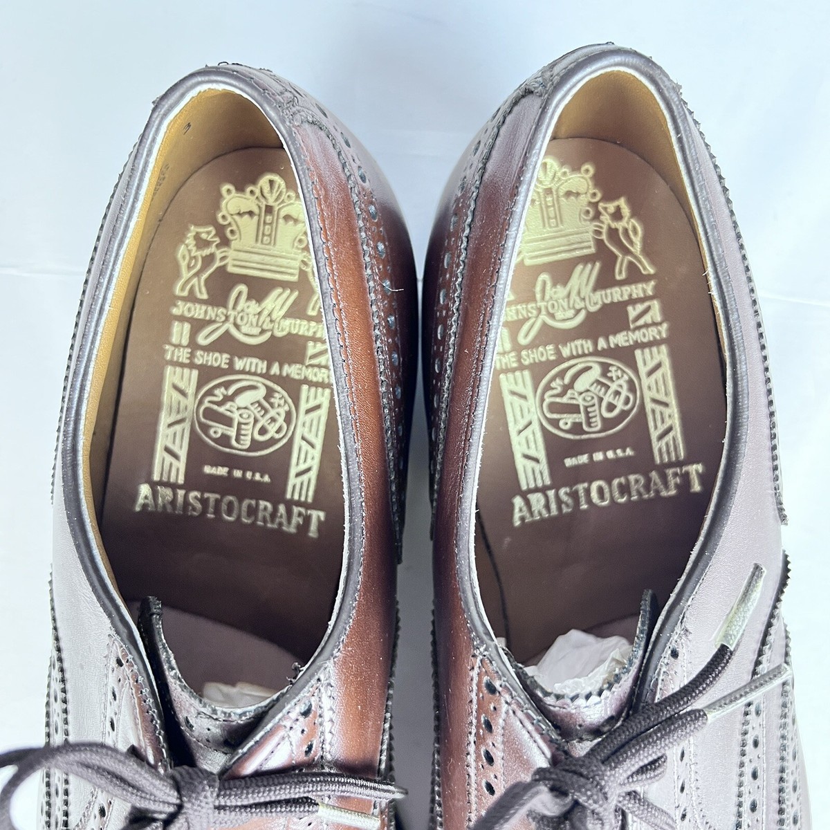Vintage Johnston & Murphy Aristocraft Brown Oxford Wing Tip Shoe