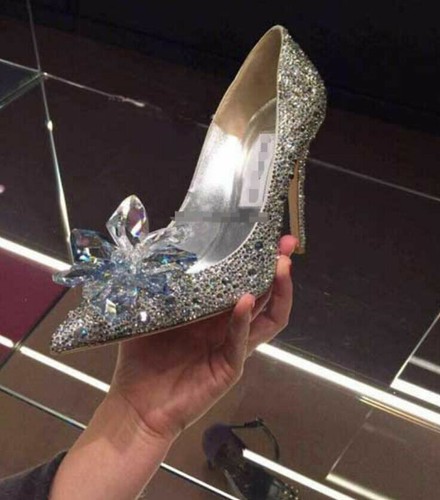 Nuevo Zapatos de salón de cristal para mujer Cenicienta boda fiesta diamante - Imagen 6 de 12