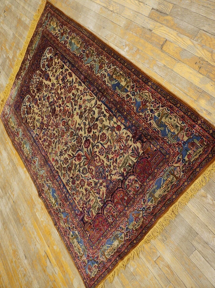 Alfombra Mottashem All seda con bajorrelieve hilos dorados todos los colores vegetales. ¡Raro! Foto 2 de 4